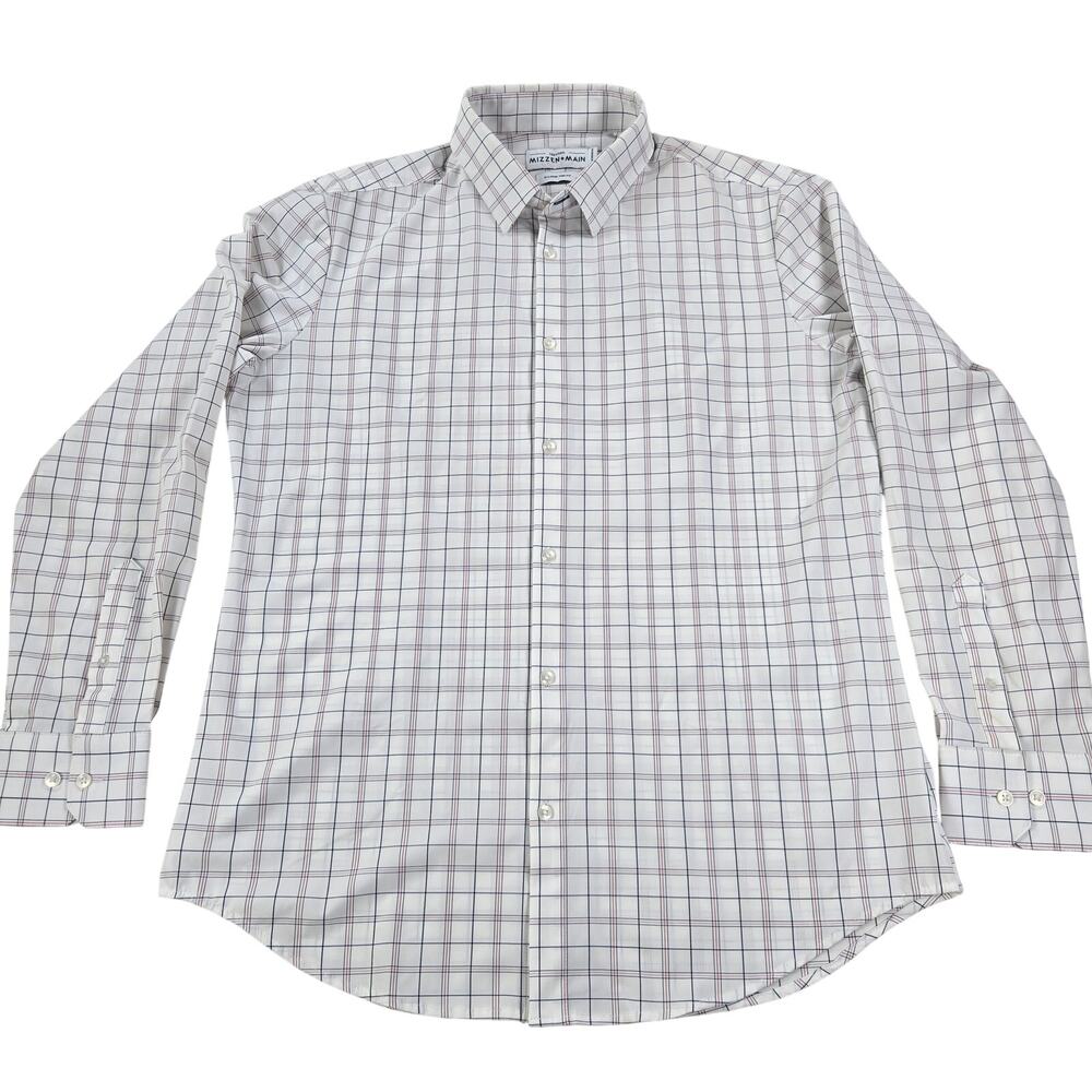 Mizzen+Main Bateman Trim Fit Long‎ Sleeve Button Up Dress Shirt Size XL